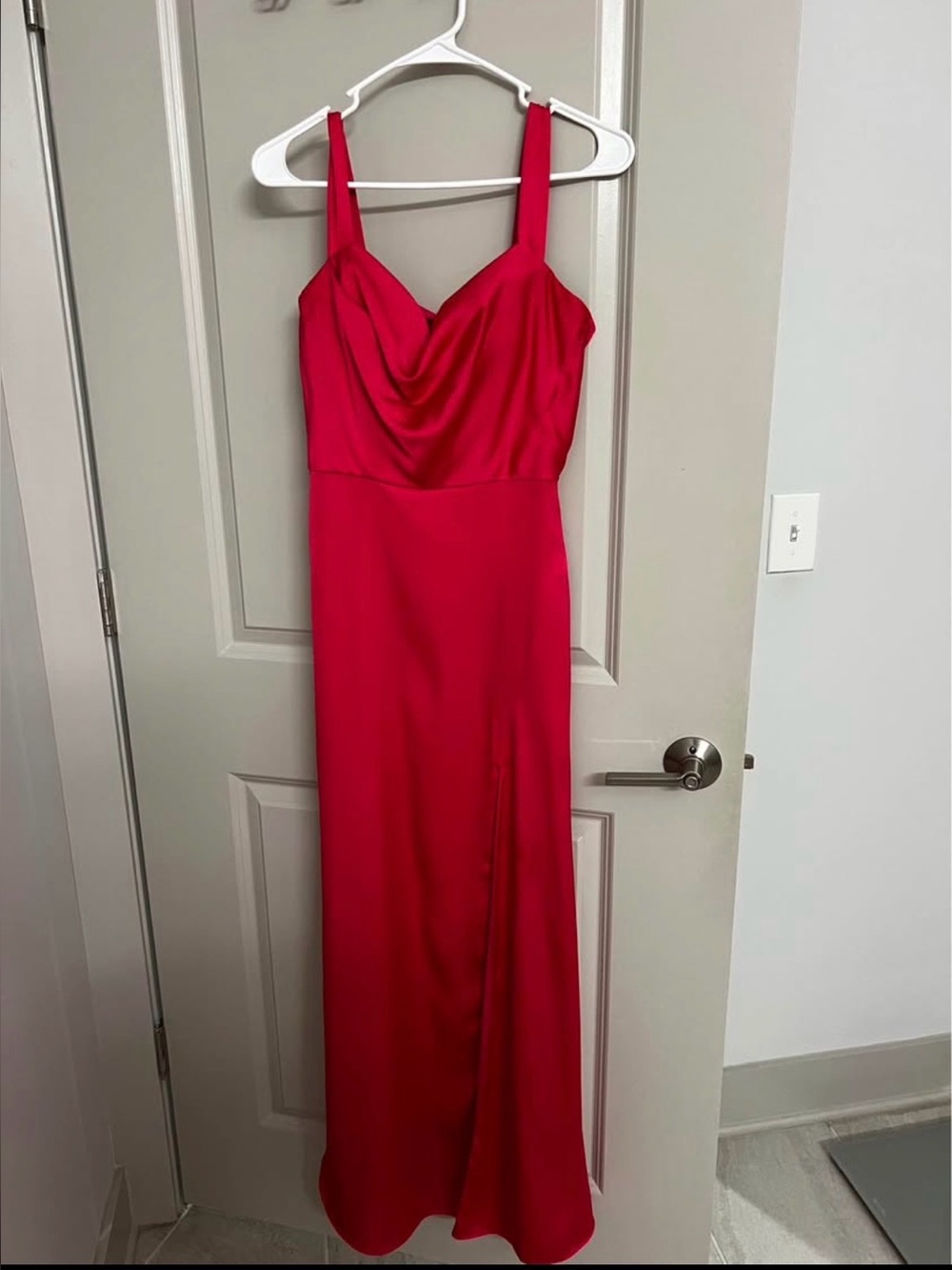 Hot Pink Cowl Neck Bridesmaid Dress
